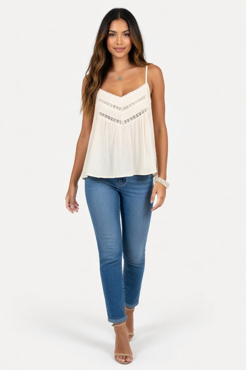 Lace Halter Top — Apricot