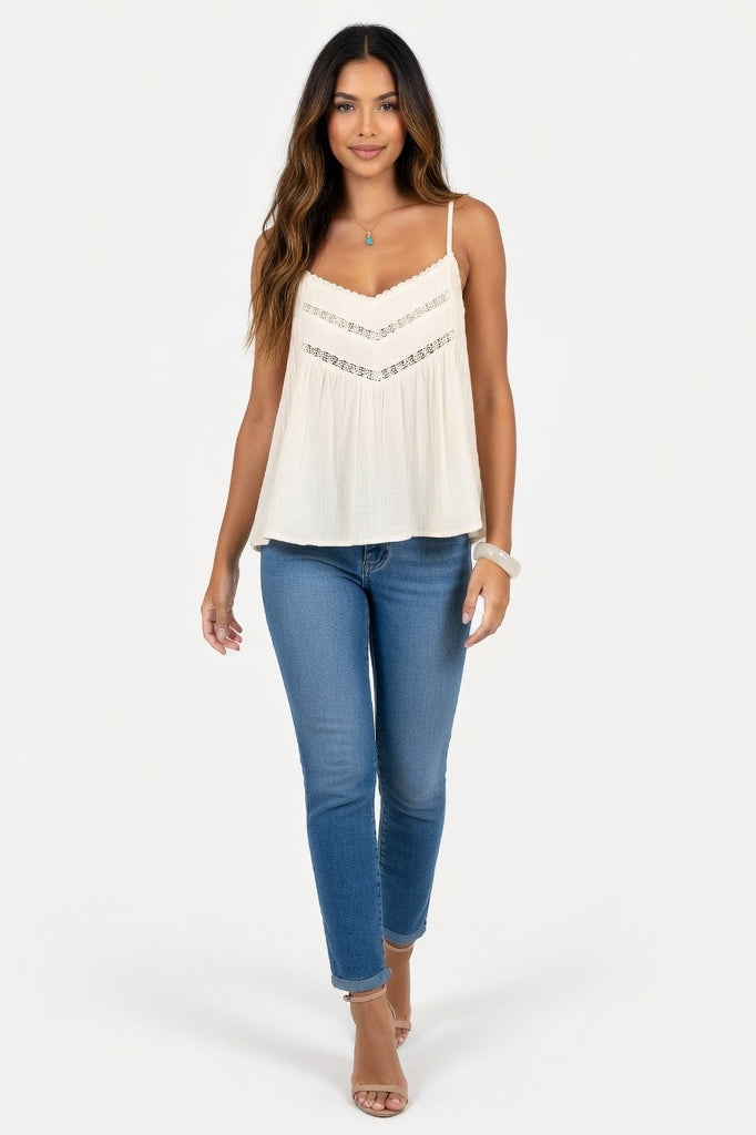 Lace Halter Top — Apricot