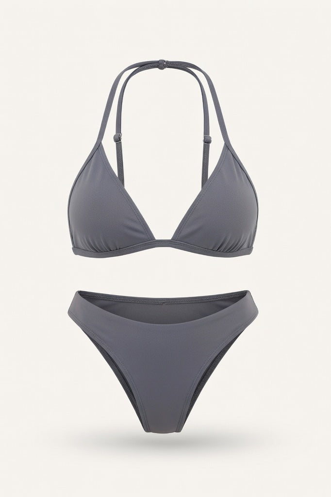 Solid Two-Piece Bikini — Grey
