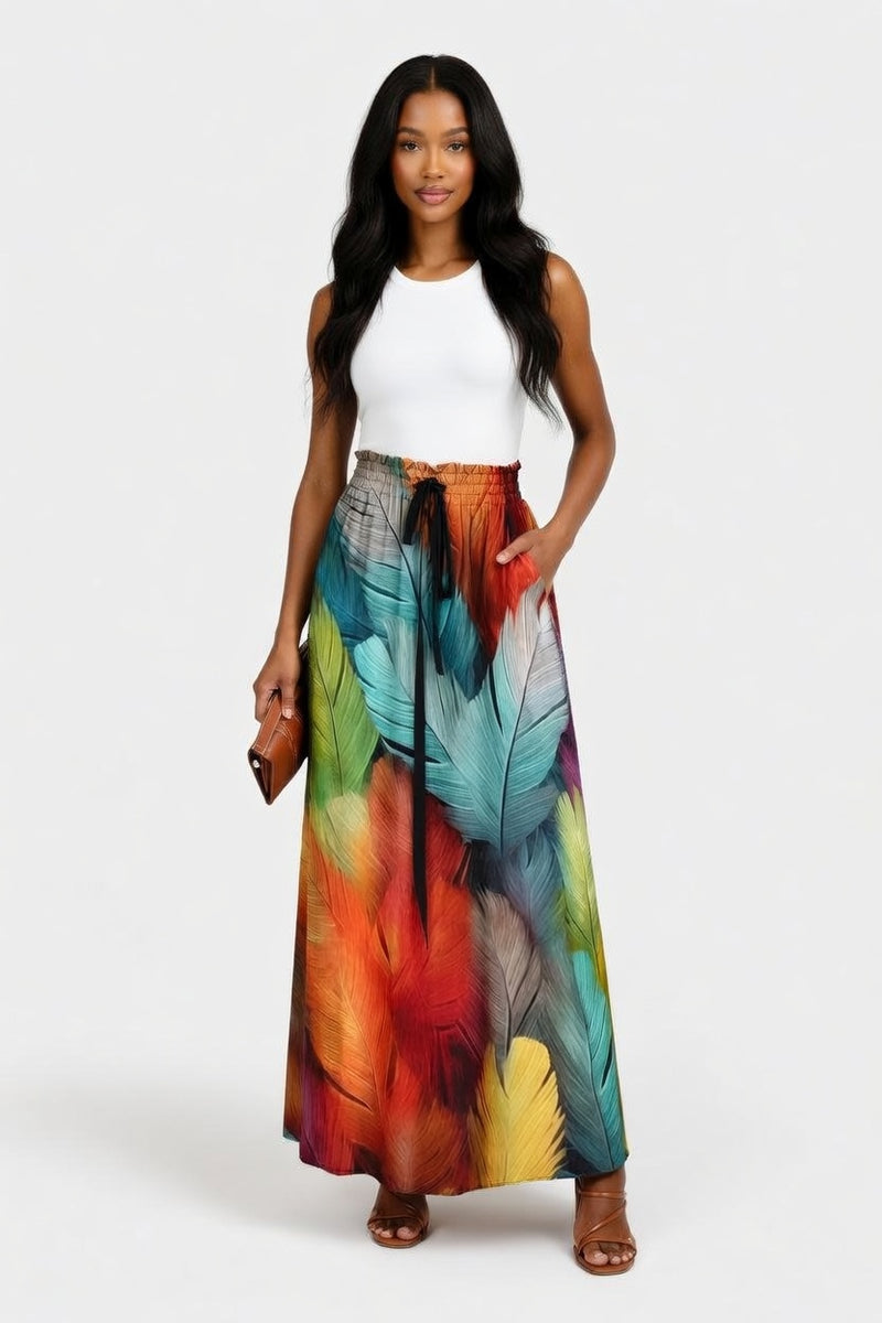 Gradient Print Wide Leg Trousers — Rose Red