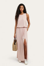 Modal Halter Midi Dress — front view