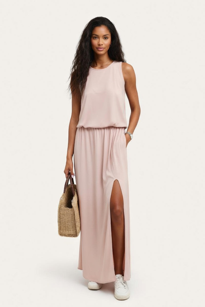 Modal Halter Midi Dress — front view