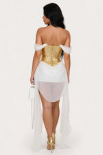Gold Mesh Ribbon Detail Dress — back view