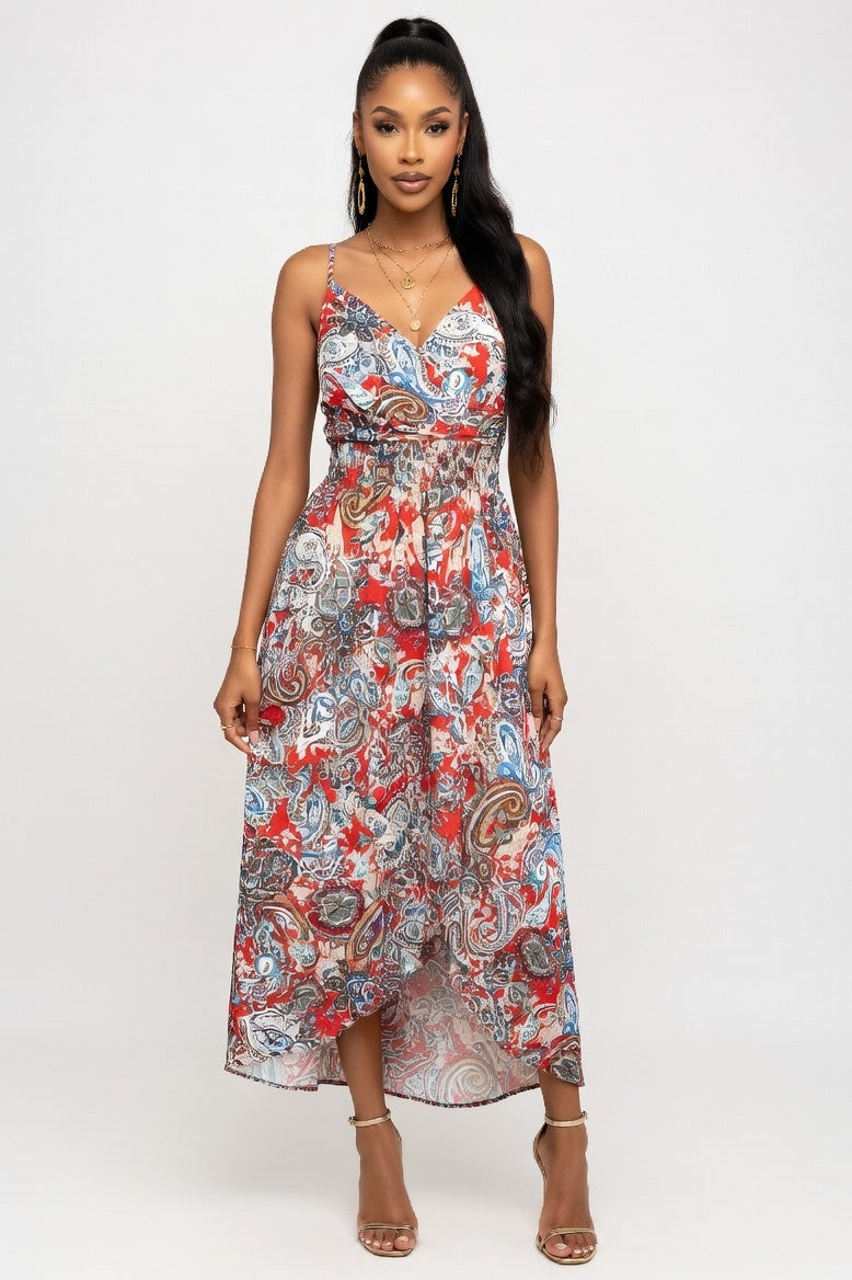 Leopard Print Halter Dress — Red