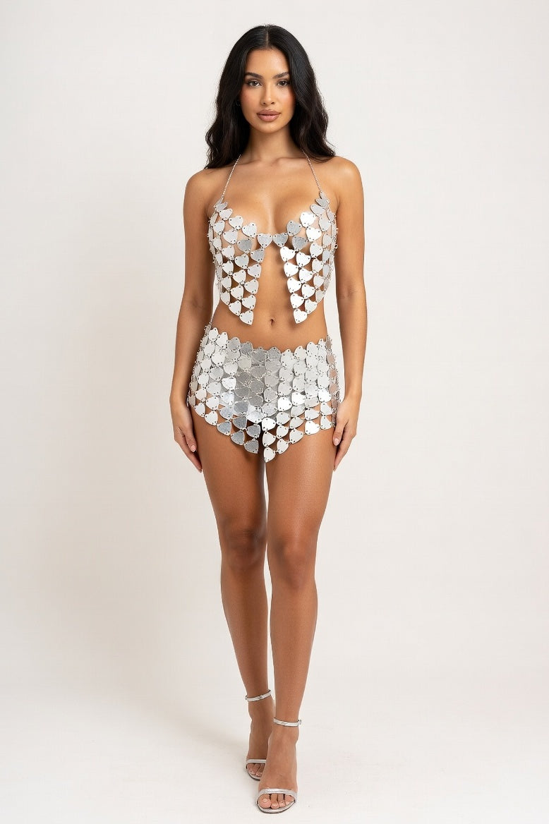 Backless Halter Top — Silver