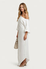 Off-Shoulder Lantern Sleeve Midi Dress — side view