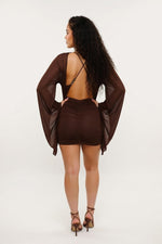 Cross Strap Top & Pleated Skirt Co-ord — back view