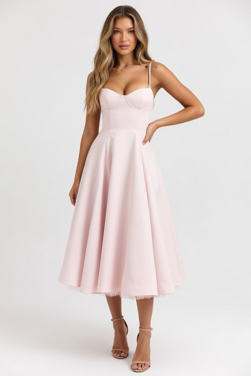 Layered Mesh Dress — Pink