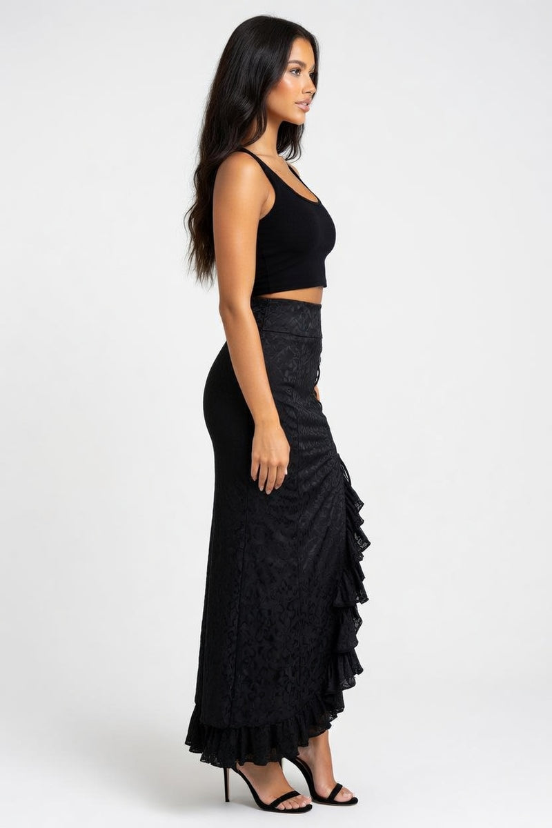 Gothic Fishtail Maxi Skirt — side view