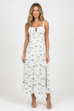 Cross-Back Print Maxi Dress — Green