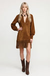 Suede V-Neck Mini Dress