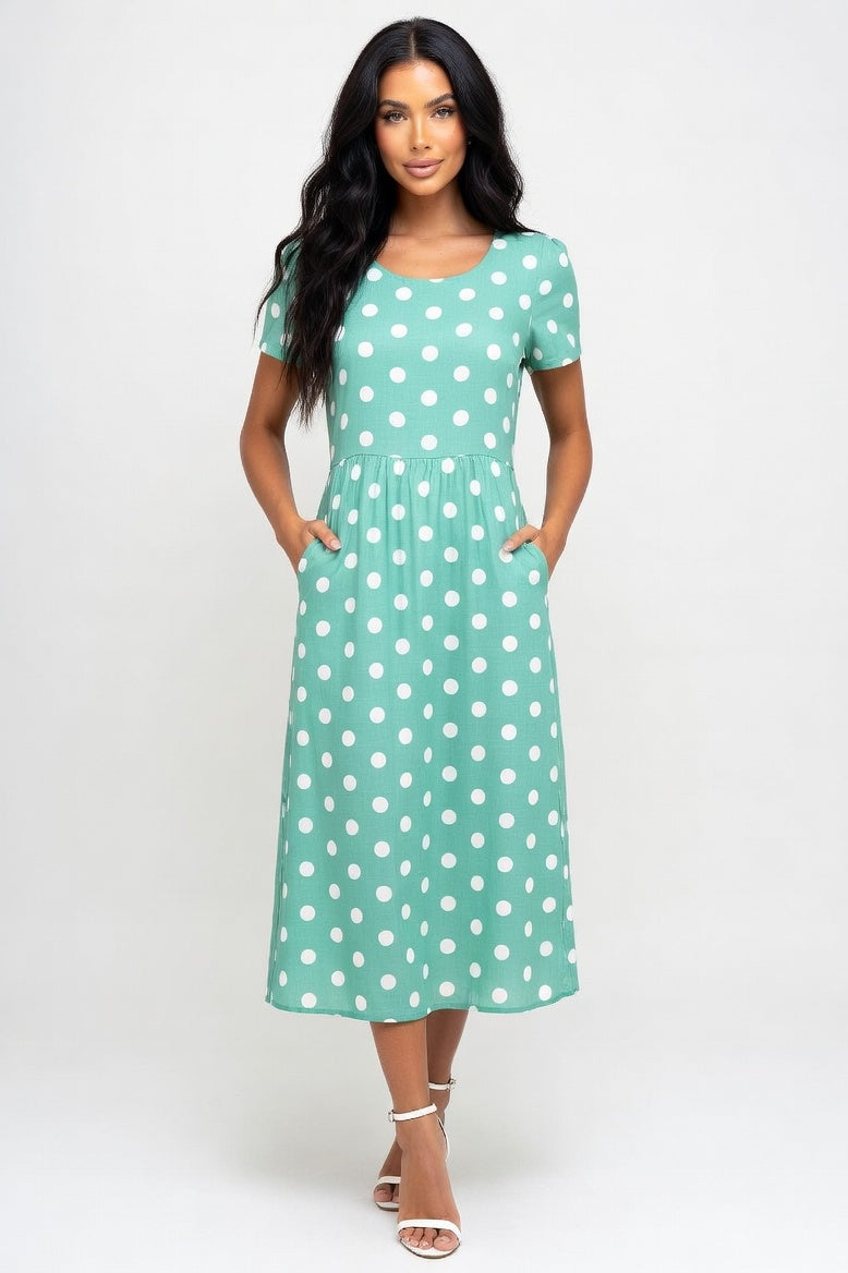 Printed Swing Dress — Green