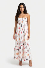 Halter Layered Print Dress — White
