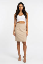 Leather-Look Mini Skirt — Khaki
