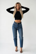 Backless Round Neck Top — front view