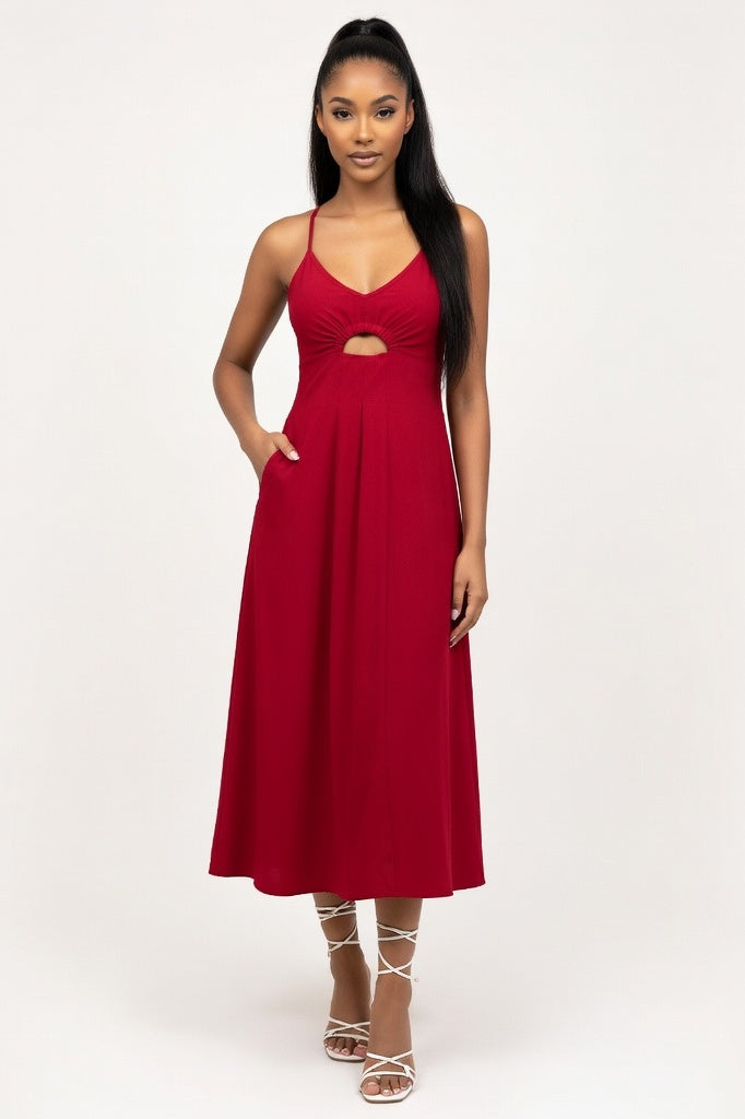Halter Pocket Dress — Burgundy