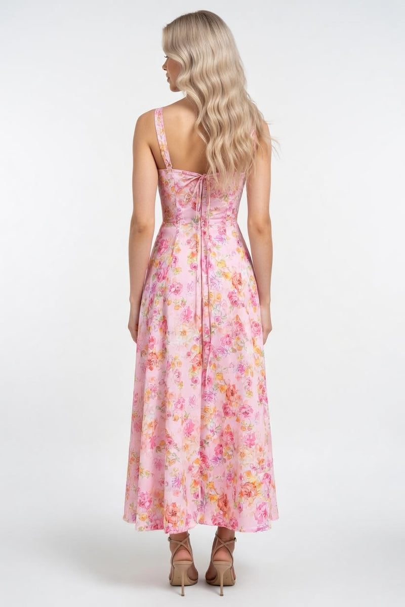 Printed Halter Midi Dress — back view