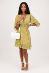 V-Neck Chiffon Pleated Dress