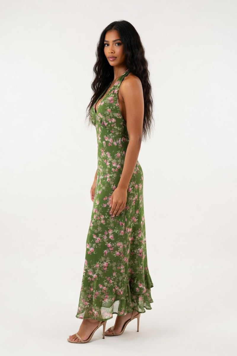 Floral Halter Dress — side view