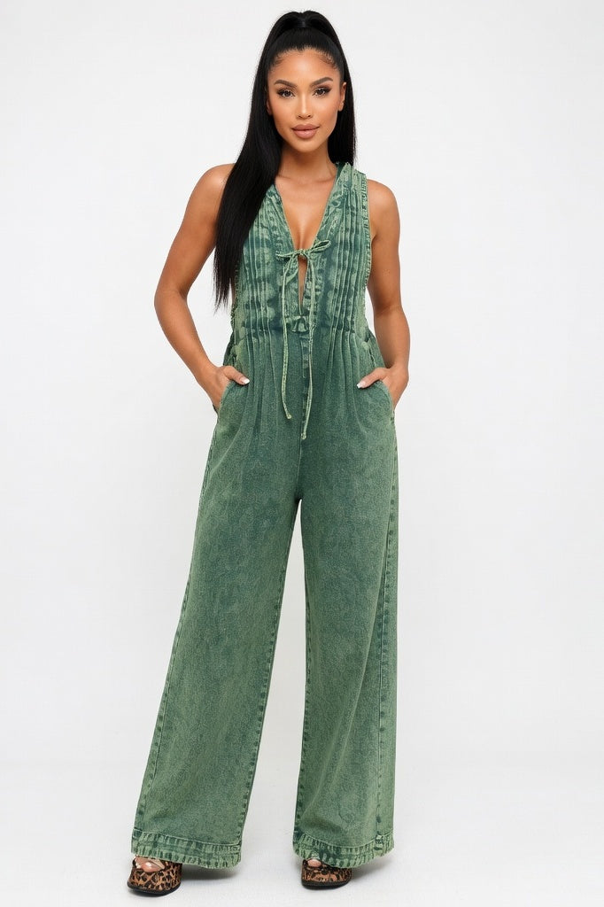 Sleeveless Jumpsuit — Green
