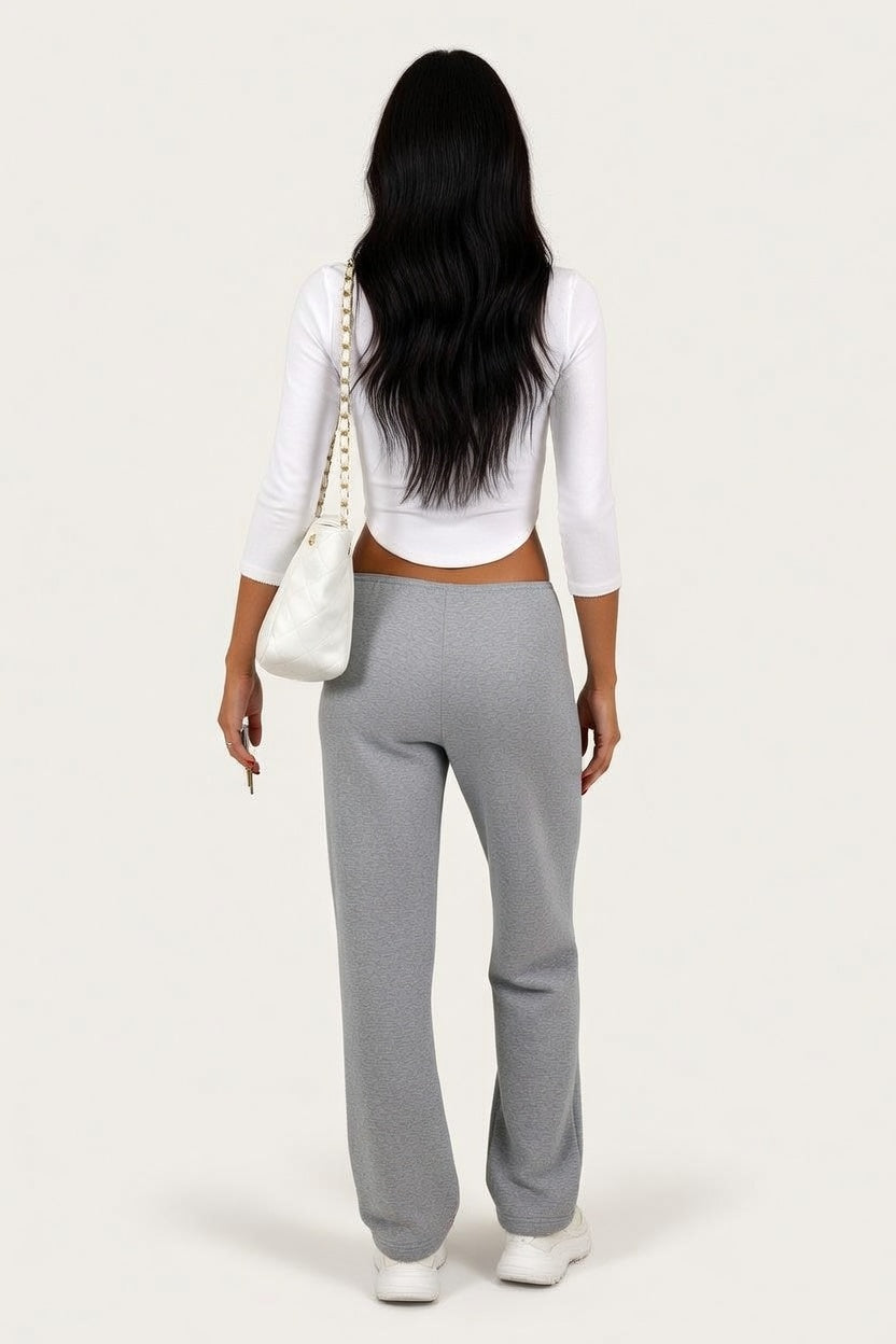 Fitted Cotton Three-Quarter Sleeve Top — back view