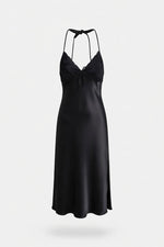 Silk Slip Nightdress with Bow Ties — Rubber Red
