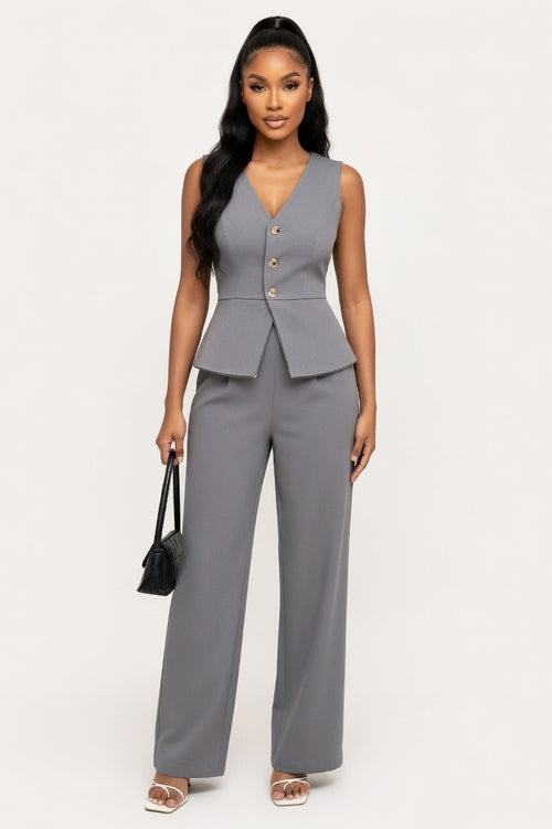 Sleeveless Co-ord Set — Dark Grey
