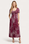 Printed Midi Dress Round Neck Short Sleeve