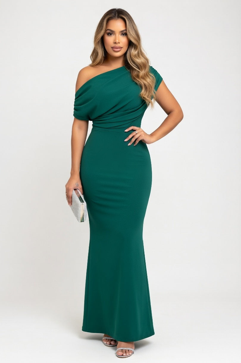 Off-Shoulder Bodycon Dress — Green
