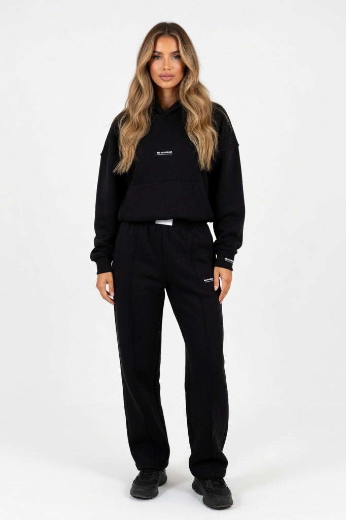 Printed Hoodie & Joggers Co-ord — Black