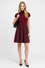 Pleated Midi Dress — Burgundy