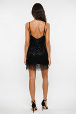 Sequin Tassel Halter Dress — back view