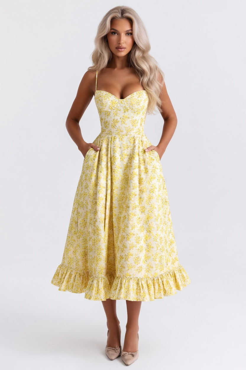 Mesh Double Layer Halter Dress — Off White