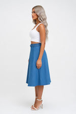 Denim A-Line Midi Skirt — side view