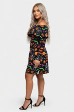 One Shoulder Ruffle Print Dress — side view