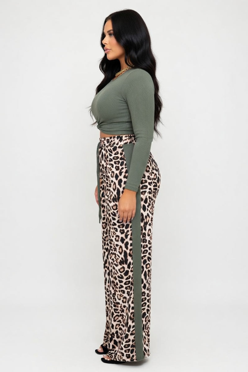 Leopard Print Wide Leg Trousers — side view