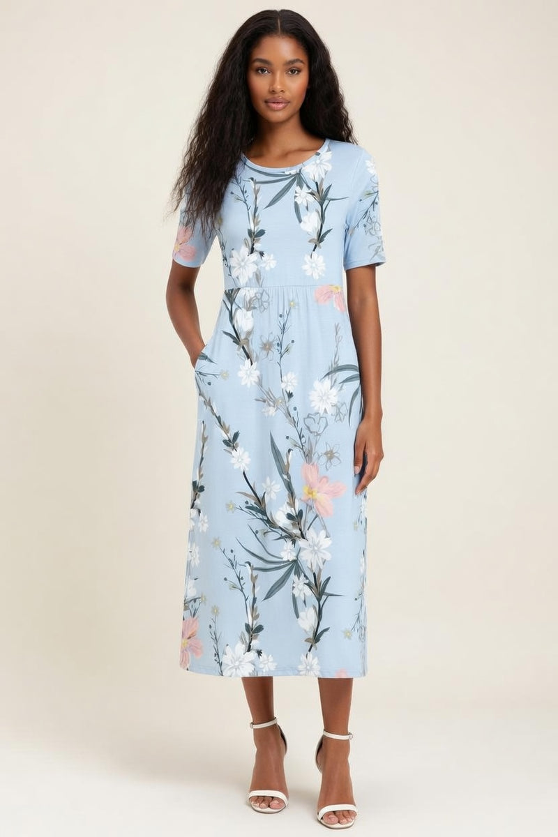 Round Neck Printed Dress — front view