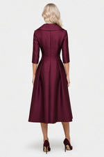 Satin Waist-Tie Midi Dress — back view