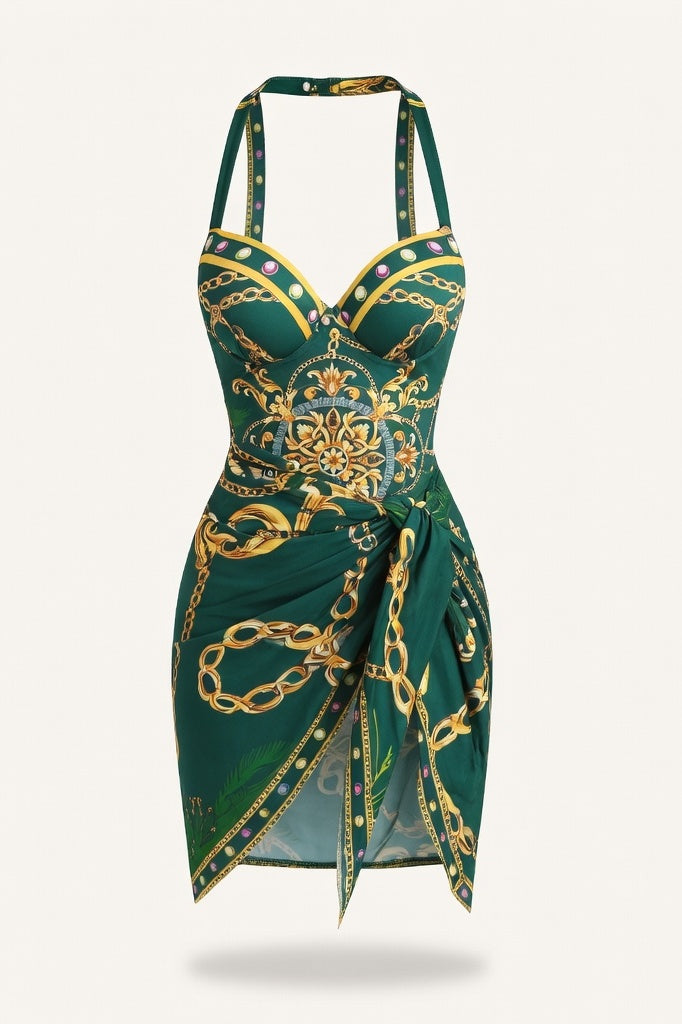 Printed Swimsuit Set — Green