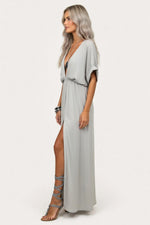 Deep V Midi Dress — side view