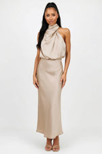 Satin Slip Dress — Apricot