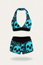 Skull Print Boxer Swimsuit — front view