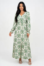Printed Swing Dress — Green