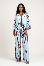 Printed Two-Piece Co-ord Set — Blue Black Print
