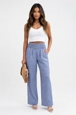 Check Print Wide Leg Trousers — Army Check