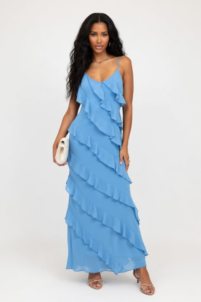 Halter Backless Dress — Blue