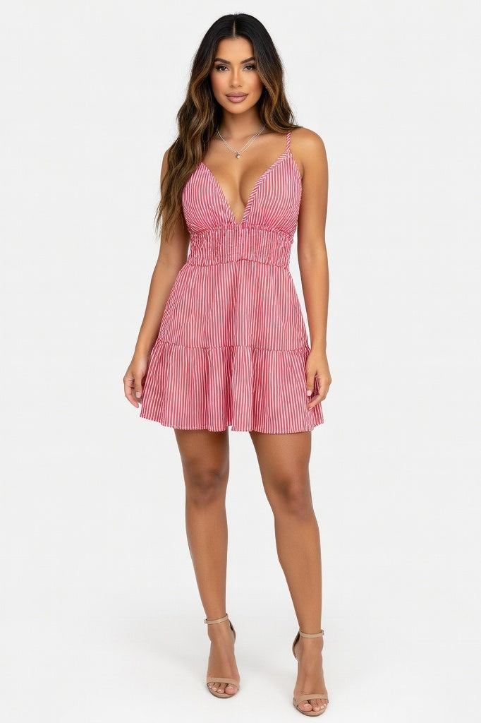 Striped Halter Cami — Red