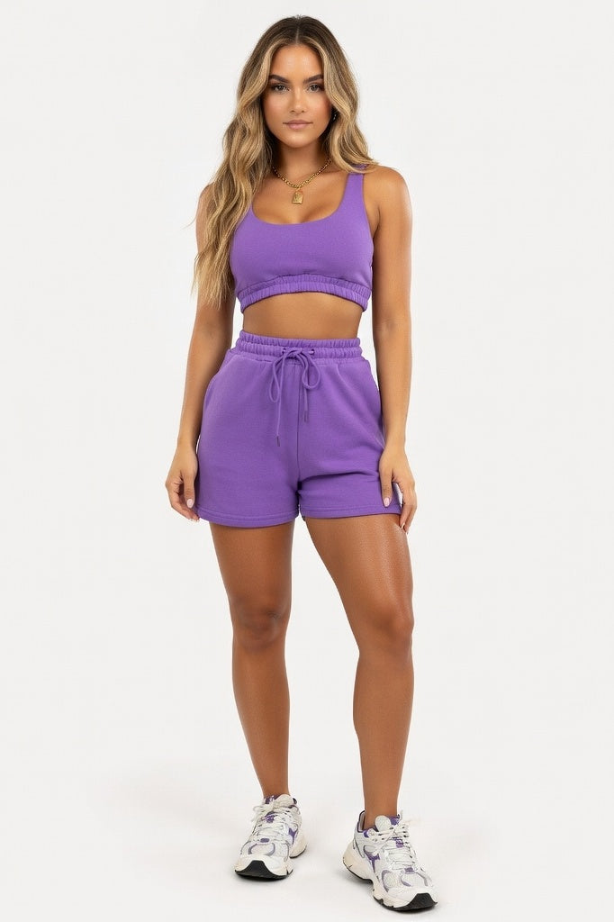 Double Layer Vest & Shorts Co-ord — Purple