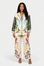 Graffiti Print Blazer Set — Apricot