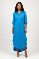Cotton Linen Shirt & Wide Leg Trouser Co-ord — Lake Blue
